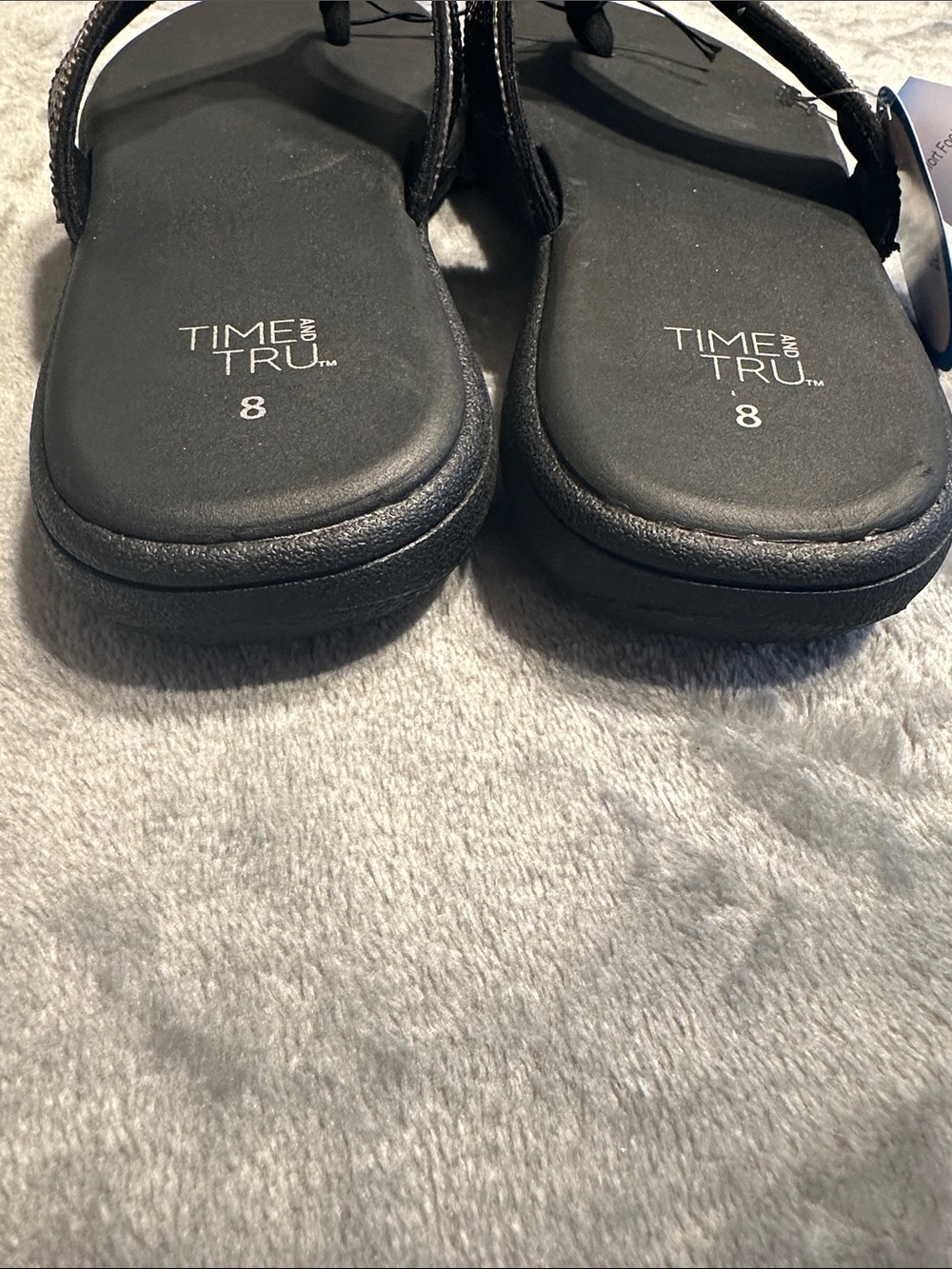 NWTS Time and Tru Black Sparkle Thong Sandals Sz 8 - Picture 10 of 10